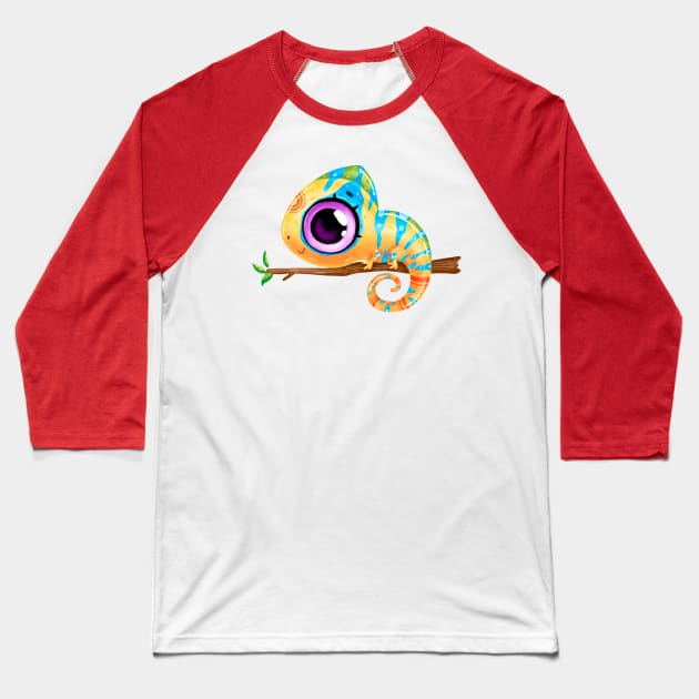 chameleon hand drawn cute Baseball T-Shirt by Mako Design 